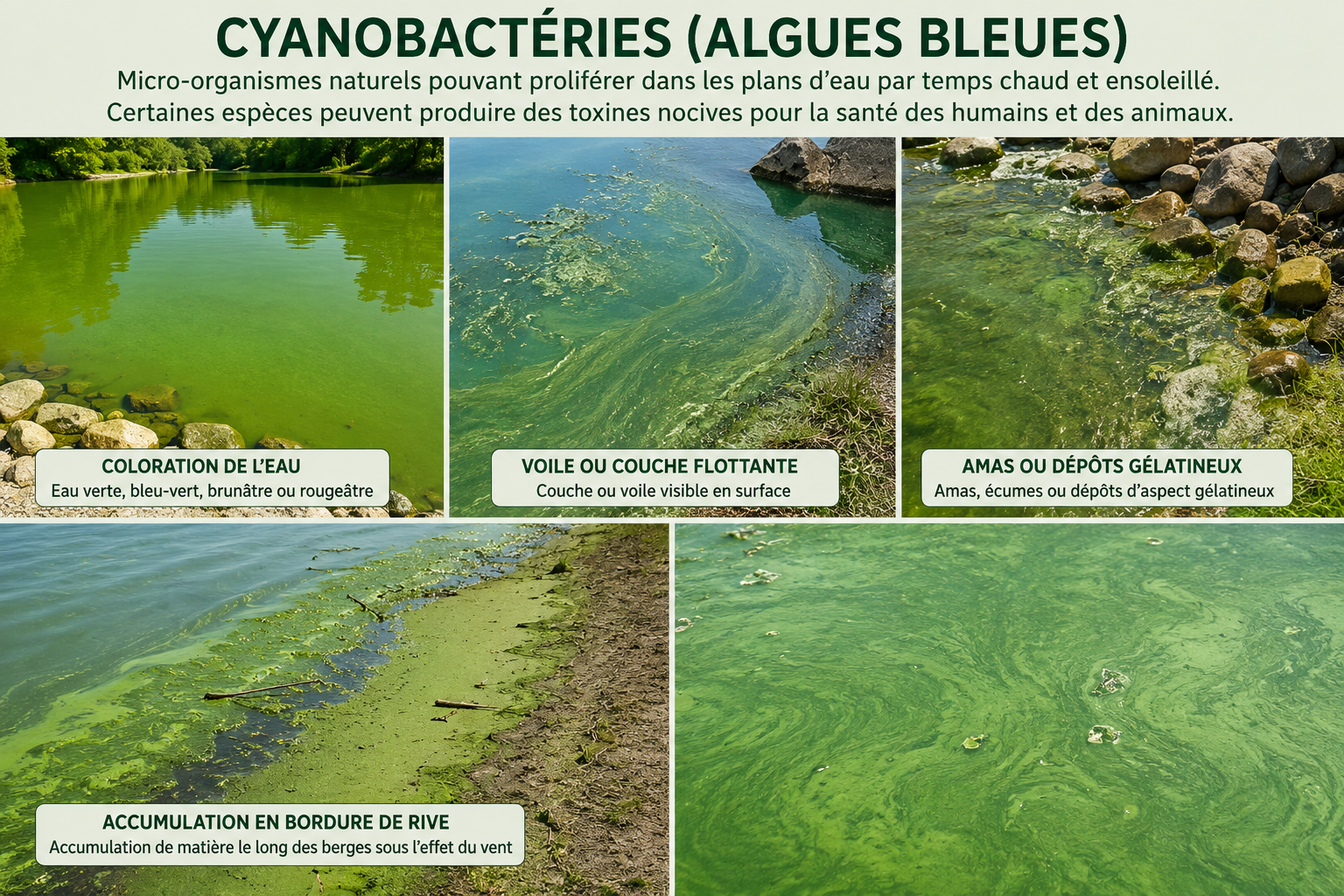 Exemple de prolifération de cyanobactéries